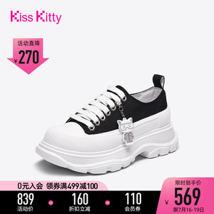 Kiss Kitty透气帆布鞋女夏款2022百搭休闲鞋增高厚底鞋SA32241-61