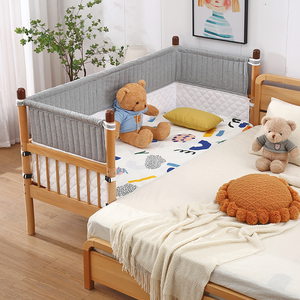 金多喜榉木儿童床拼接床婴儿床带护栏小床男女孩边床加宽拼接大床