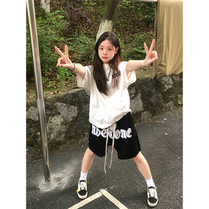 高街嘻哈vibe运动短裤女夏季美式ins潮牌宽松休闲五分裤子hiphop