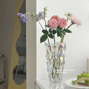 北欧轻奢ins水晶玻璃花瓶透明客厅民宿插花鲜花装饰水培花器摆件
