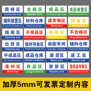 工厂车间标识牌分区分类牌检验区出货区不合格不良品验厂提示定制