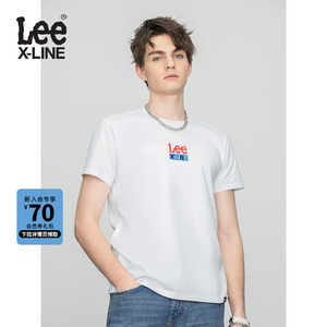 LeeXLINE 22春夏新品标准版型多色圆领logo印花男款短袖T恤潮流