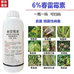 6%春雷雷霉素毒素杀菌剂叶斑角斑稻瘟病流胶病柑橘蔬菜软腐细菌病