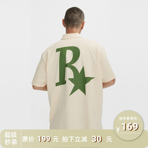 RASSR星印花POLO衫短袖美式高街复古夏季潮牌情侣有翻领半袖t恤男