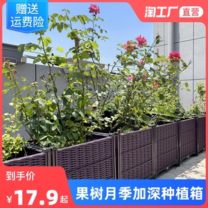 花箱户外特深种植箱庭院长方形塑料大花盆种菜专用箱花槽厂家清仓