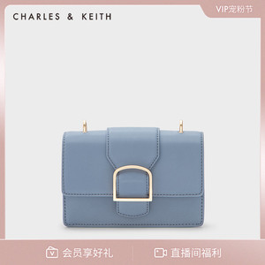 CHARLES＆KEITH女包CK2-80781505金属扣宽肩带斜挎小方包女