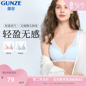 GUNZE/郡是文胸日本轻内衣无钢圈薄款透气蕾丝网纱女大胸显小凉感