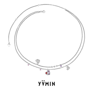 YVMIN尤目 甜食系列 宝石爱心双层S925银项链锁骨链