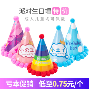 网红生日派对帽子多款毛球皇冠宝宝儿童生日派对生日帽拍照道具