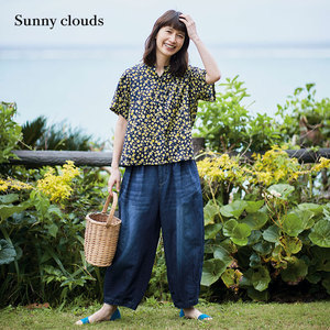 夏季新品 桑妮库拉/Sunny clouds 女式棉麻牛仔九分气球裤