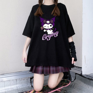 日系软妹kuromi库洛米暗黑t恤衫小酷米纯棉短袖可爱少女半袖体恤