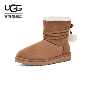 UGG2021秋冬新款女士经典靴蝴蝶结毛球款迷你贝莉雪地靴 1125382