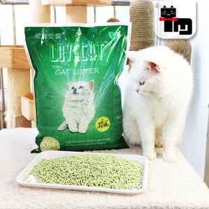 土猫宠物 love爱宠爱猫cat绿茶豆腐猫砂6L 吸水结团天然植物猫沙