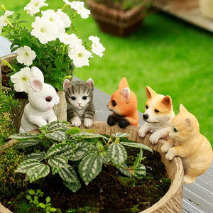 可爱仿真家居猫咪动物盆挂庭院阳台花园花盆鱼缸小装饰品挂件摆件