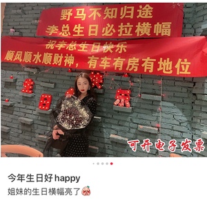 生日装饰场景布置网红条幅用品横幅快乐派对闺蜜聚会拉旗气氛道具