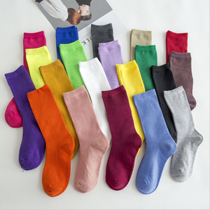 彩色袜子女中筒袜夏季薄款ins潮长筒袜糖果色纯色堆堆袜均码袜子