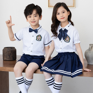 幼儿园园服夏装儿童学院风新款班服小学生校服英伦风短袖套装夏季