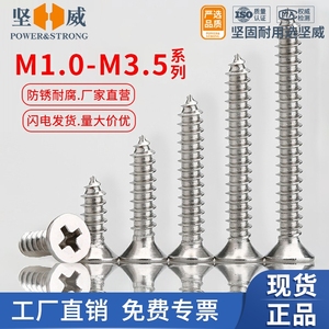 304不锈钢沉头自攻钉平头自贡木螺丝钉M1M1.2M1.4M1.7M2.2MM3M3.5