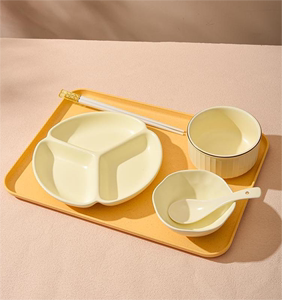 ins陶瓷日式一人食分格盘早餐盘211减肥减脂月子套装家用分隔餐具