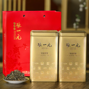 张一元特种浓香精选茉莉毛尖花茶 金桶两罐装400g（ 200g*2罐）