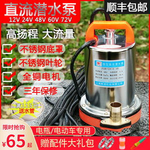 直流潜水泵电动车12V24V48V60V伏一寸高扬程抽水机电瓶浇菜水井泵