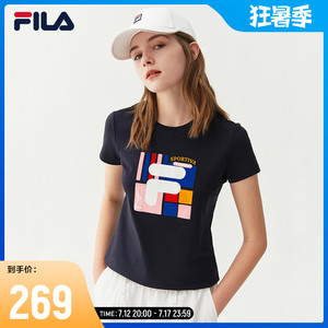 FILA斐乐女短袖运动T恤2022年夏季新款时尚休闲亲肤百搭套头上衣