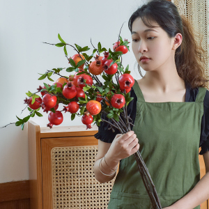 仿真花石榴枝发财果玄关客厅假花装饰摆设电视柜餐桌落地花艺摆件