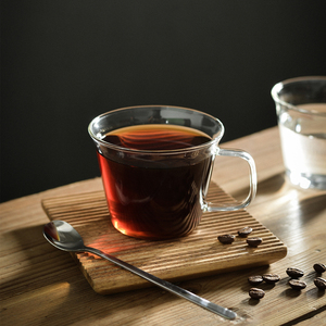 日式简约咖啡杯带手柄耐高温玻璃杯精致碟套下午茶杯拿铁杯