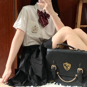 2022jk制服学院风英伦校服短袖衬衫百褶裙格裙套装学生夏毕业班服