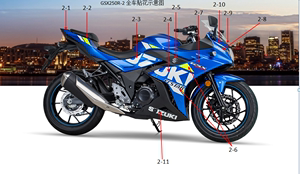 适用GSX250R贴花贴纸贴字贴画全车标牌国四海神蓝原车原厂摩托件