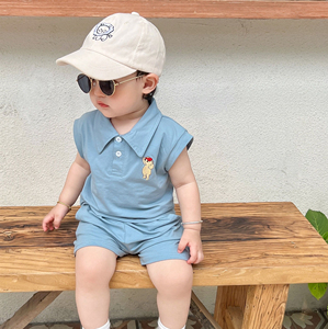 韩版婴儿童装夏男宝宝无袖背心短裤两件套宽松薄款透气POLO杉短袖