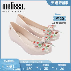 Melissa梅丽莎纯色蝴蝶结鱼嘴低跟百搭时尚通勤休闲女士单鞋33464