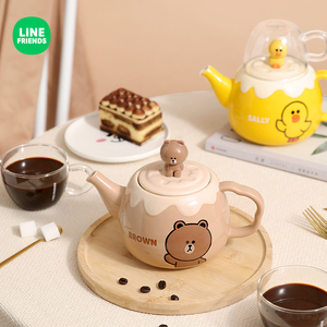 LINE FRIENDS陶瓷咖啡壶高颜值保温壶精致咖啡杯下午茶泡茶具家用