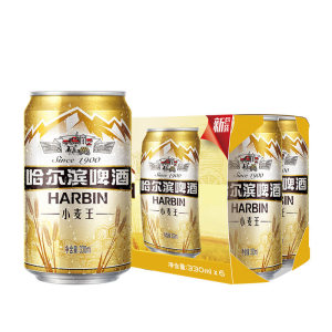 哈尔滨哈啤小麦王啤酒330ml*6听/组哈尔滨啤酒大麦酒花大米原装