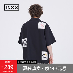 【INXX】STAND BY 潮牌个性双门襟设计衬衫男女同款黑色时尚衬衣