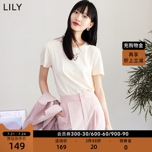 【LILY迪士尼小鹿斑比系列】LILY2022秋新款女装时尚绣花圆领T恤