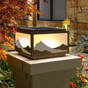 新中式太阳能柱头灯户外防水免布线别墅庭院室外围墙灯大门柱子灯