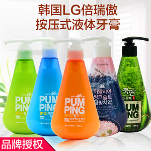 韩国LG进口倍瑞傲派缤pumping成人牙膏 液体按压式亮白牙结石口臭