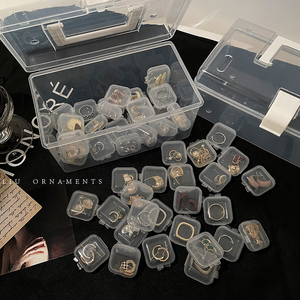 防氧化透明长方形首饰盒2022新款高级桌面耳环戒指饰品整理收纳盒