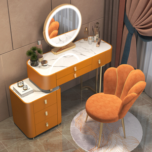 实木岩板轻奢高级梳妆台小型卧室现代简约2021年新款极简风化妆桌