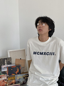 mcmxciii 经典LOGO 夏季潮牌宽松圆领字母印花短袖T恤 男女情侣款