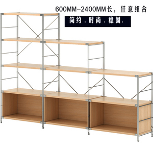 简约落地置物架厨房收纳日式不锈钢北欧书房多层隔板架阳台储物柜