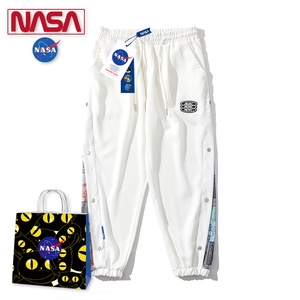 NASA联名男士潮牌运动长裤夏季束脚九分裤纽扣拼接小众设计休闲裤