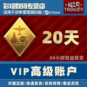 War thunder 战争雷霆 Steam国际服 高级账户 20天 高账会员账号 VIP 自动发货