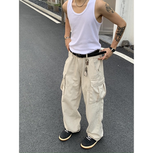 RonnShop日系美式复古宽松大口袋阔腿休闲工装裤嘻哈街头hiphop裤