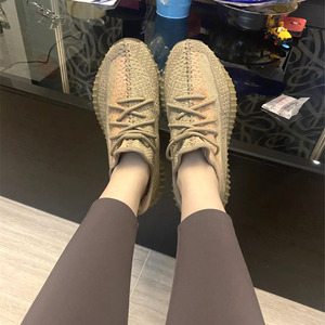 正品官网YEZI YEEZY椰子鞋350女款脏橙满天星夏季透气网面休闲鞋