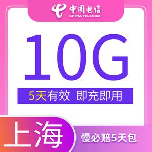 上海电信慢必赔流量快充手机流量5日包10G全国流量充值中国电信