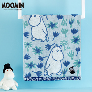 夕才儿美术馆 MOOMIN姆明 漫步纯棉毛巾单面纱布方巾家用浴巾面巾