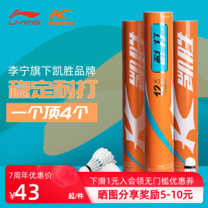 李宁凯胜羽毛球球套装12只装室内外专业比赛训练球超耐打不易烂