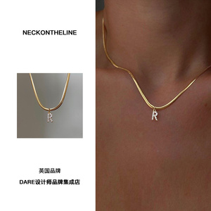 Dare买手店 neckontheline英国蛇骨十二英文字母项链金色欧美复古